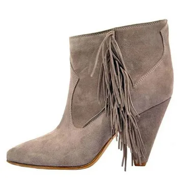 

YECHNE Reindeer Winter women Chelsea Laarzen Fringe Woman Single parents Plus Size Black Brown Pattern Fringe High heels