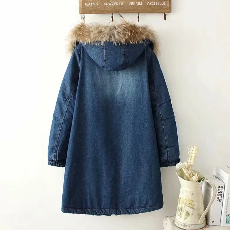 

2018 Winter Korean-style College Style Removable Shoulder Fox Fur Collar Pocket Solid Color Berber Fleece Cowboy Cotton-padded C