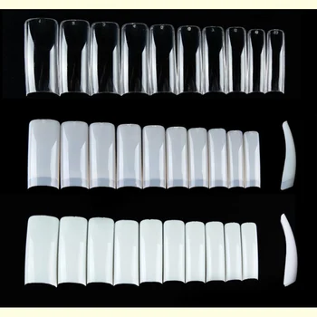 

500Pcs Squoval French Nail Tips Half Cover Artificial False Nail Tips 10 Size Clear / Natural/ White