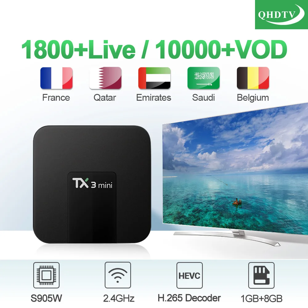 IP tv Арабский TX3 Мини ТВ приставка Android 7,1 S905W 1 год QHD ТВ подписка каналы IP tv Бельгия Франция IPTV приставка ТВ приемник