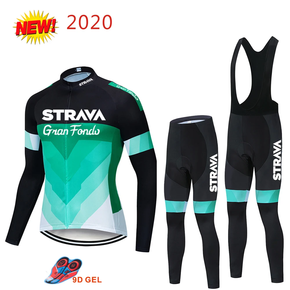 STRAVA длинный рукав набор Джерси для велоспорта 2020 Осенняя велосипедная Одежда