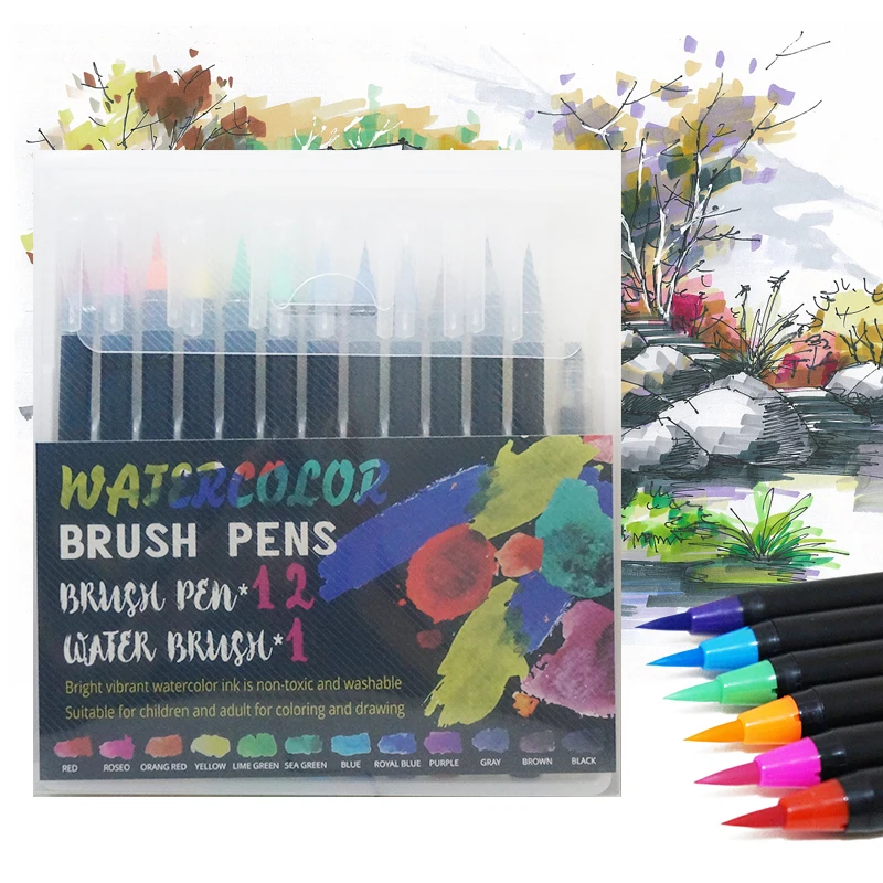Премиум маркеры мягкий набор Акварельная кисть для рисования, ручка с эффектом лучший фломастер для раскрашивания манга комическая каллиграфия - Цвет: 12  Color 1