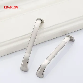 KKFING Modern Zinc Alloy Nickel Brushed Cabinet Handles Kitchen Cupboard Door Pulls Drawer Knobs Furniture Handle Hardware