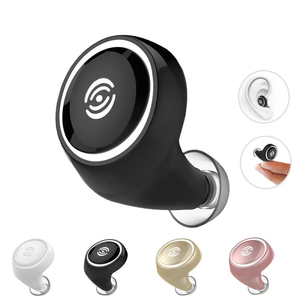 Universal Mini Wireless Bluetooth Earphone in Ear Stereo Sport with Mic Handsfree Single Headset Earbuds for iPhone Xiaomi Vivo