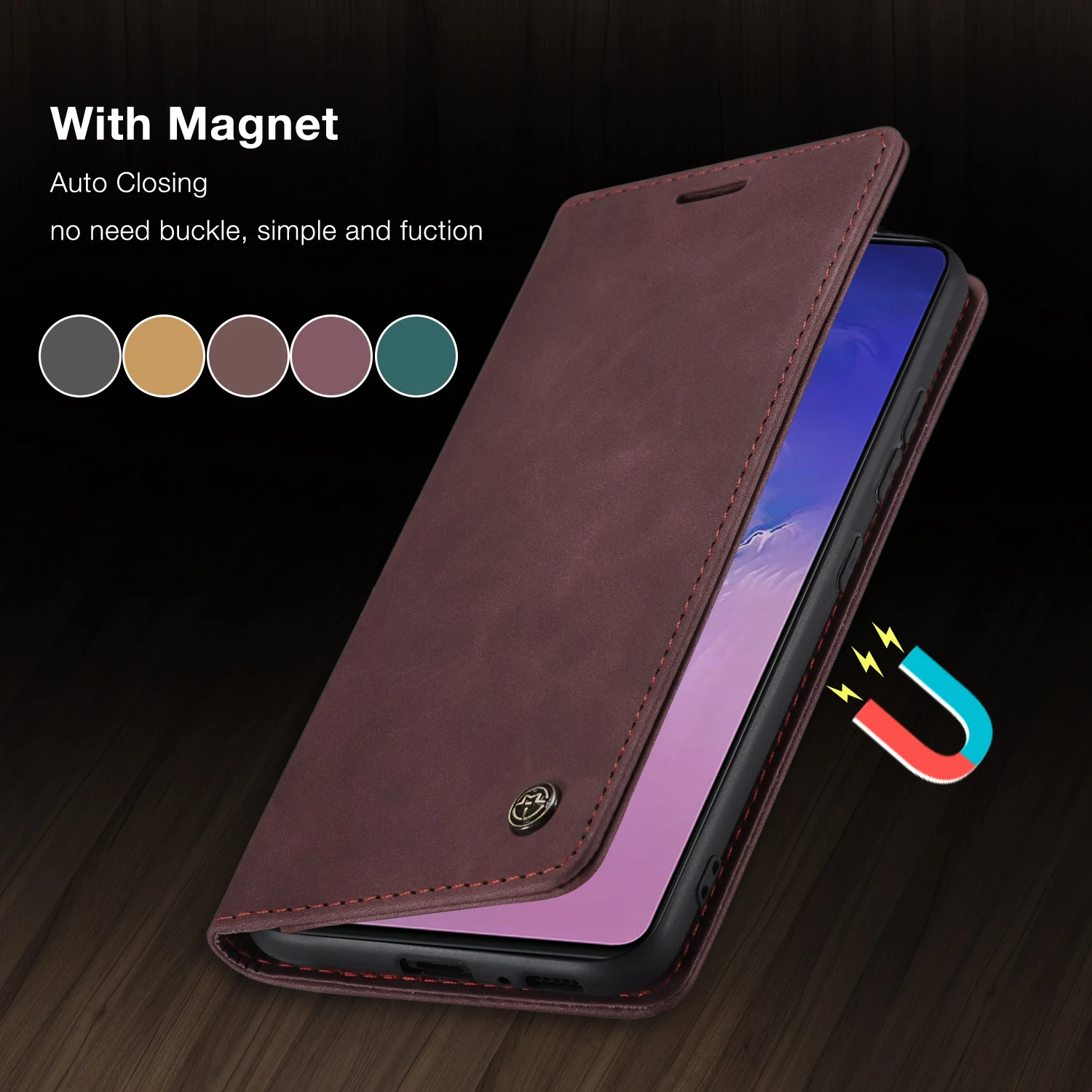 Luxury Leather Magnetic Flip Wallet Phone Case with Card Holder