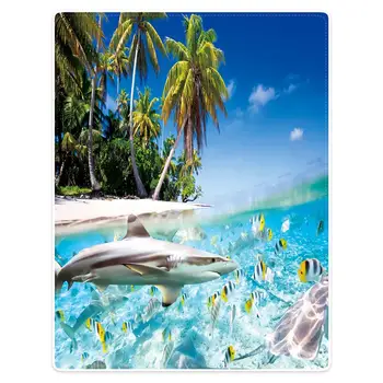 

HommomH blanket 150x200 cm blanket soft flannel soft wool blanket marine small shark