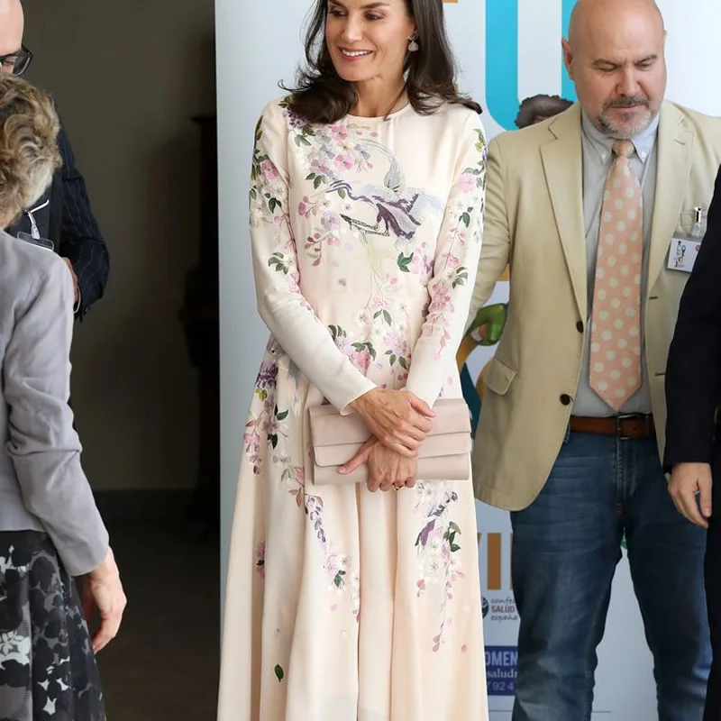 Новое платье принцессы Kate с вышивкой животных; модные платья трапециевидной формы с круглым вырезом и длинными рукавами