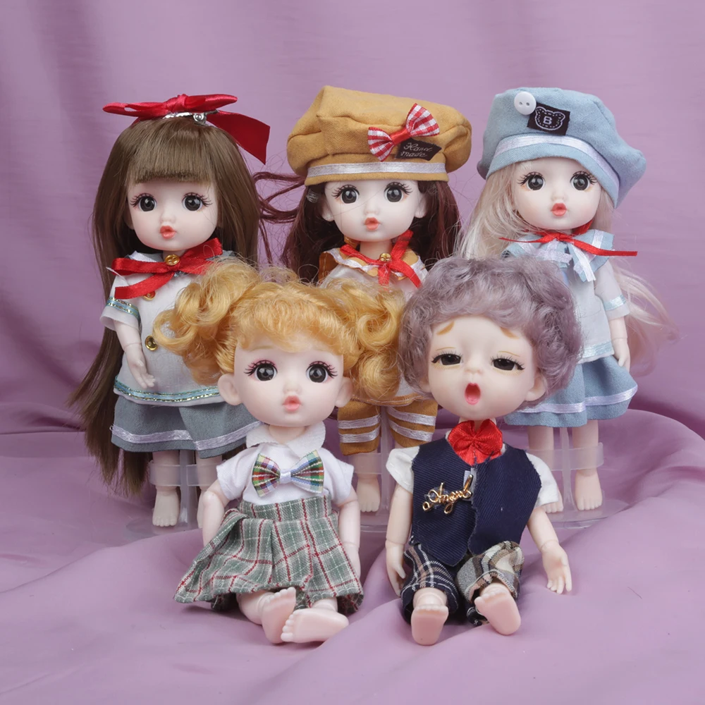 16cm Pout mouth BJD Doll JK Dress Mini bjd Toy 13 Moveable Joint Dolls Yawn Toy School  Dress Up Make Up Toys Girls Gift Dolls