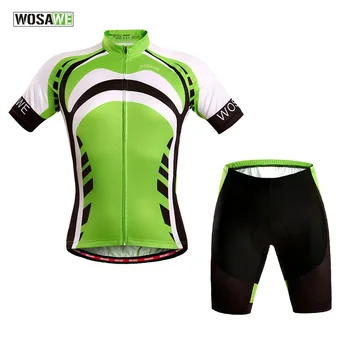 

WOSAWE Summer Cycling Short Sleeve Suit Cycling Jersey Short Sleeve Tops Shorts Silicone Pad bike jersey set Summer Breathable