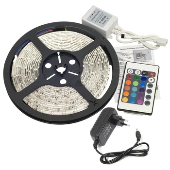 

LED Strip 5M 300 3528 SMD RGB Remote Control Waterproof Decoration Strip Light 12V IR Control Adapter 12V for Wedding Christmas