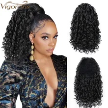 Grampo sintético da extensão do cabelo encaracolado encaracolado do afro africano americano da cauda do pônei