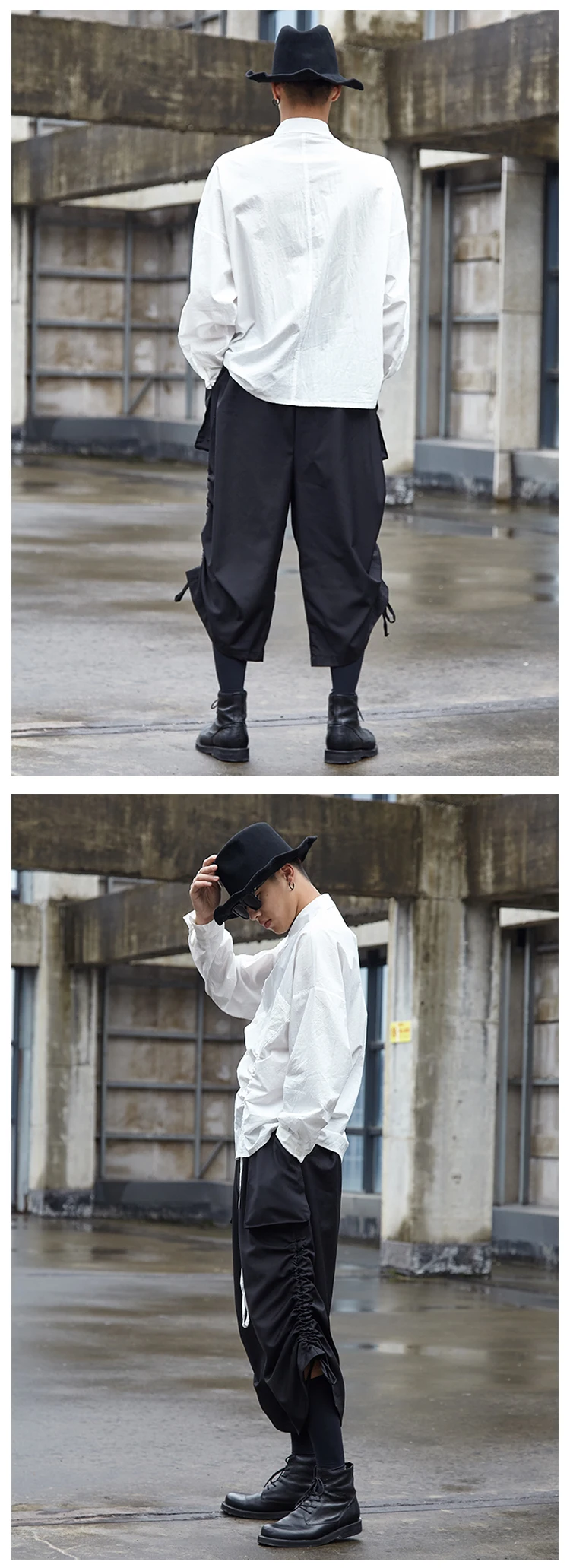 Мужские свободные повседневные регулируемые шаровары на завязке мужские Япония уличная хип хоп панк готика широкие брюки