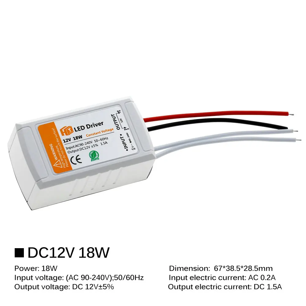 TransDevices-Adaptateur d'Alimentation pour Éclairage LED, Pilote, Bande 12V, DC 12V, 18W, 36W, 72W, 100W