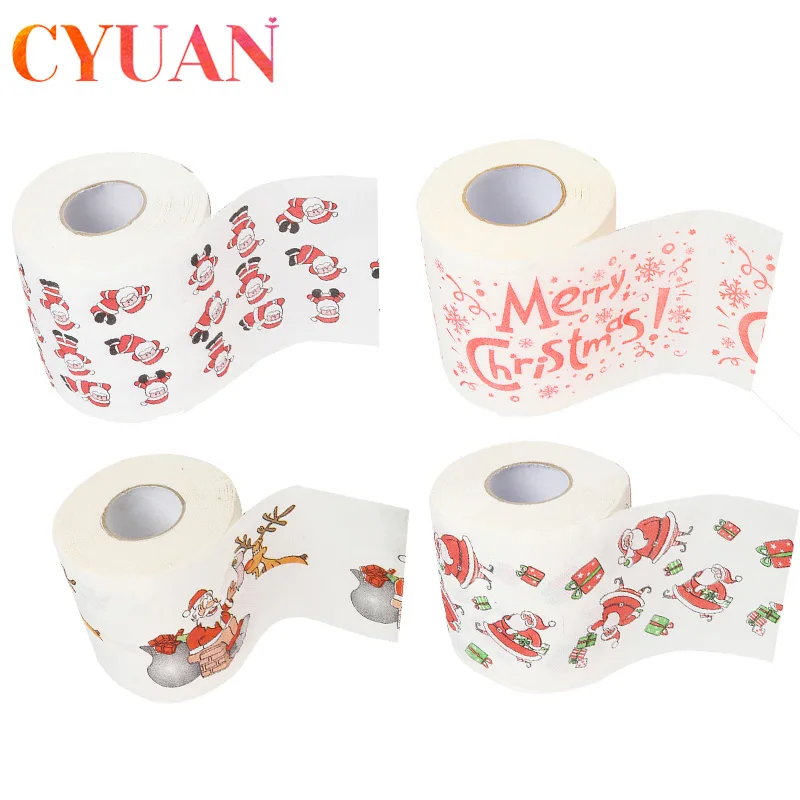 CYUAN Santa Claus Christmas Pattern Roll Paper Print Interesting Toilet Table Kitchen Tissue Xmas Decor | Дом и сад