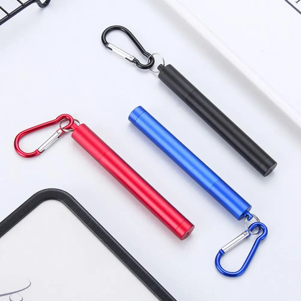1 Set Multifunctional Collapsible Straw Three-section Heat-resistant Food-grade Telescopic Drinking Straw with Storage Case