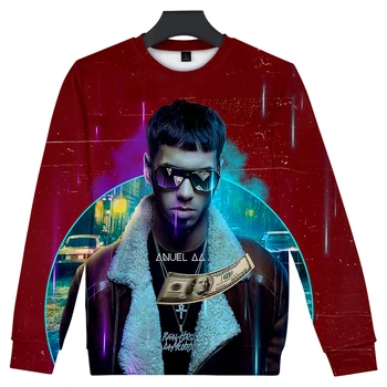 

Anuel AA singer Round collar Sweatshirts cool popular loose sweatshirt Leisure 3D Print Novelty Top Luxury Harajuku
