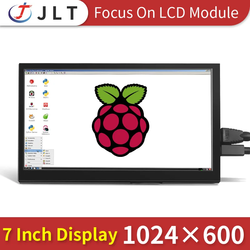 Venda quente 7 polegada raspberry pi módulo 1024*600 de alta resolução ips display lcd com painel toque