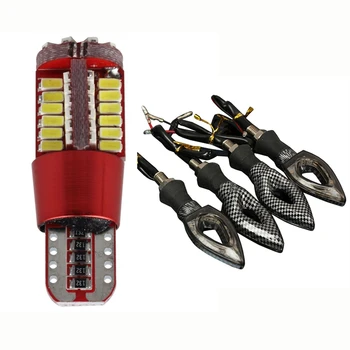 

2 Pcs Bulb T10 56 SMD 3014 LED Canbus No Error Car Position Internal DC12 / 24V & 4 Pcs 12 SMD LED Bike Turn Signals