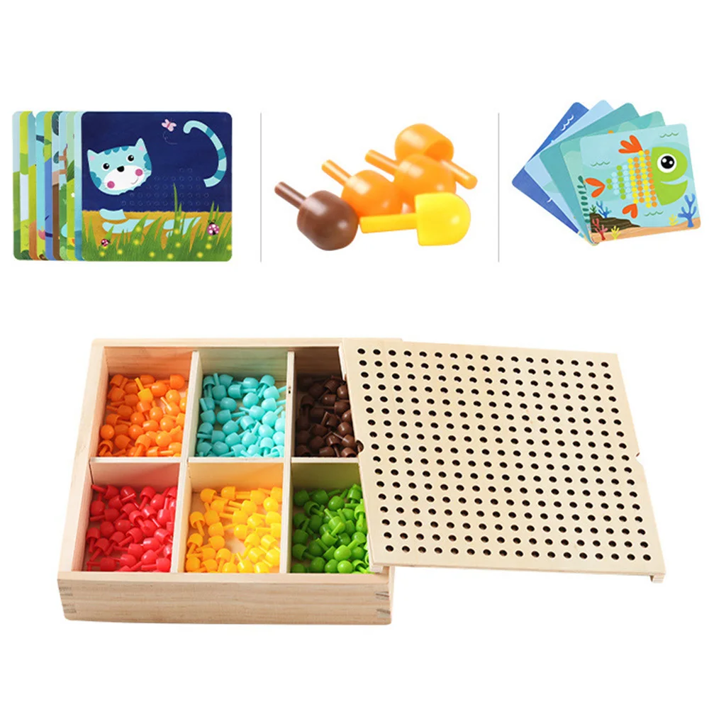 Very best  240 Pcs 3D Mushroom Nail Intelligent Puzzle Games Mosaic Peg Board Jigsaw Puzzle Kids DIY Education