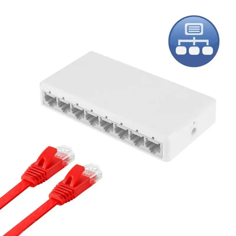 8 Порты настольный коммутатор RJ45 коммутатора Ethernet 10/100 Мбит/с концентратор коммутатор