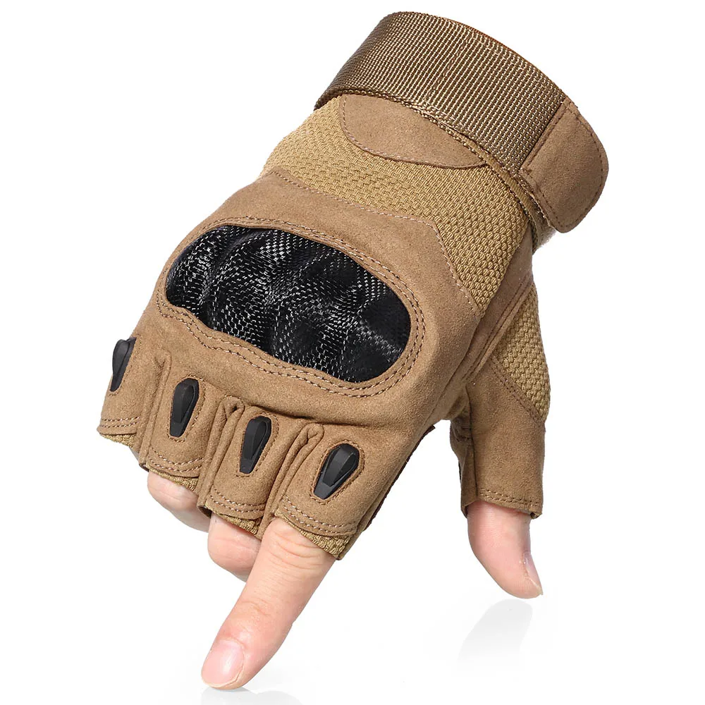 Fingerless Brown Перчатки для мотоциклистов с жестким сенсорным экраном, мотоциклетные перчатки для мотокросса, мотоцикла, велоспорта, байкера, защитное снаряжение, мужские перчатки на полпальца - Цвет: Fingerless Brown