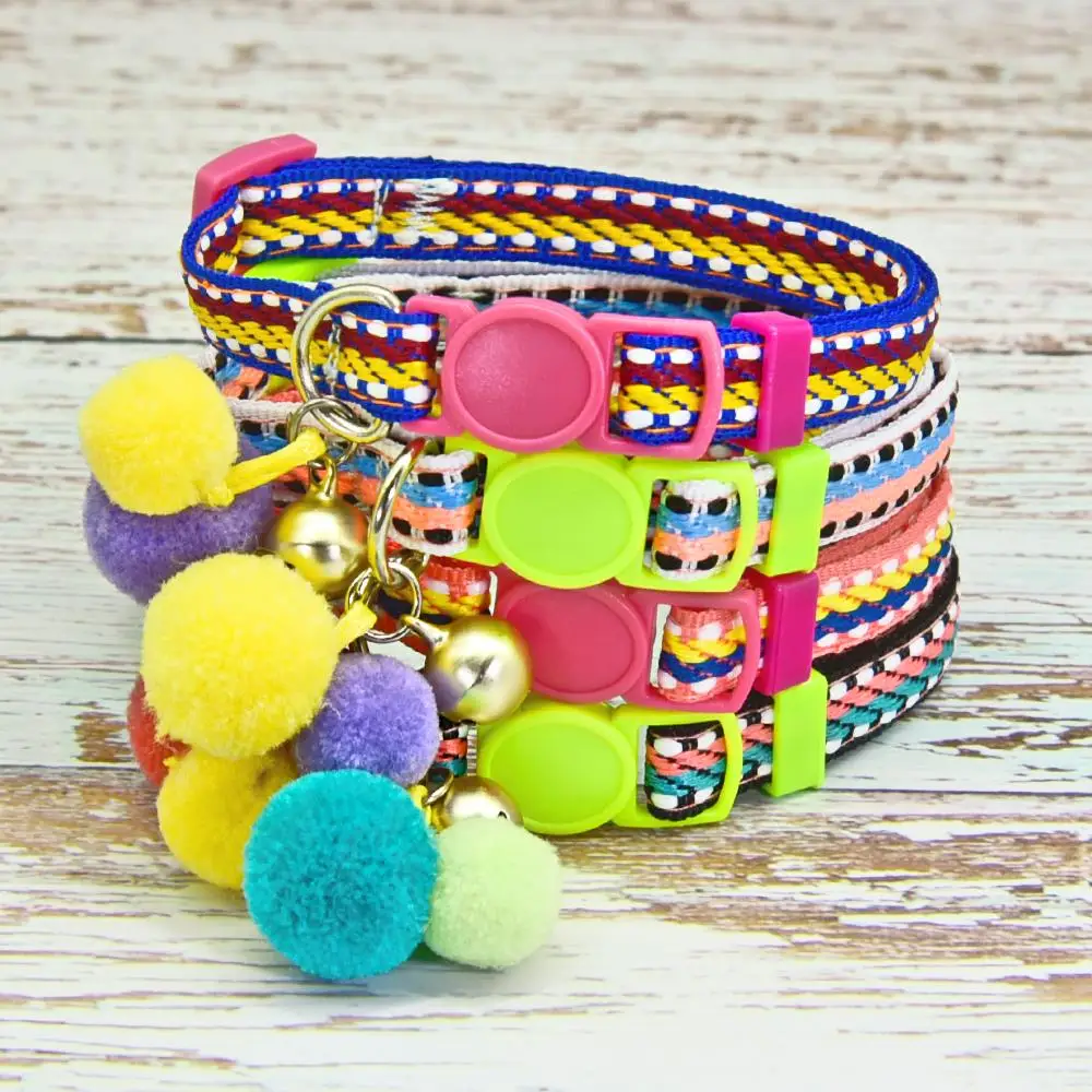 Cat Collar Customized Nylon Kitten Collar Personalzied Puppy ID Tag Collars Quick Release Cat Necklace Cat Accessories