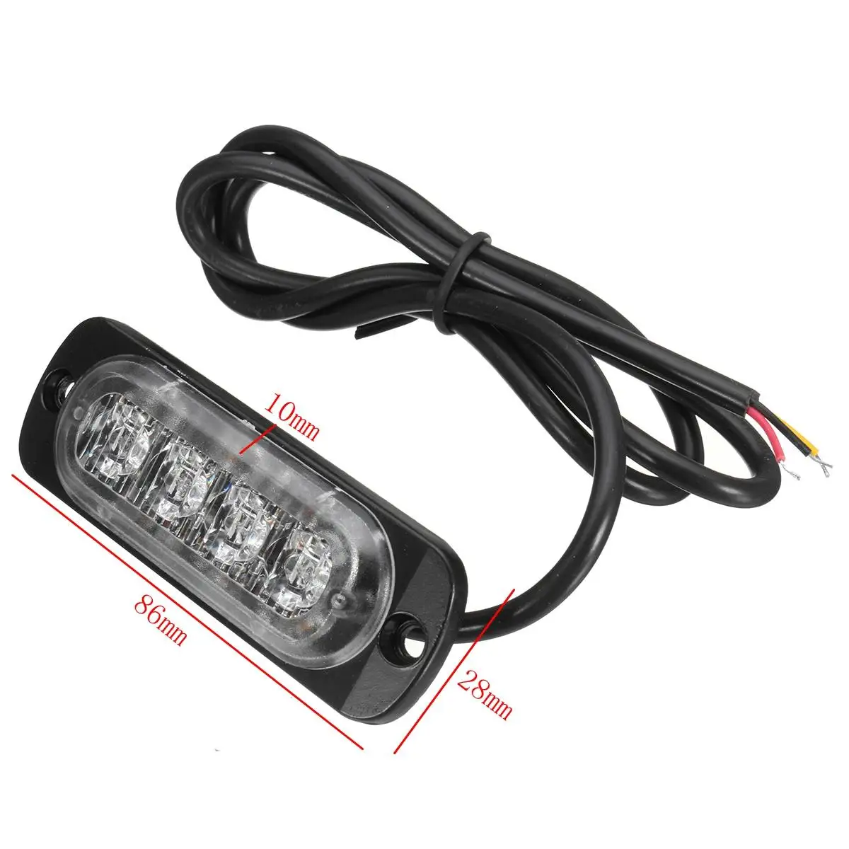 12V 4LED Строб Предупреждение световой Маяк мигающая подсветка для грузовых автомобилей, лампа мигалки Янтарный цвет: желтый, белый светофора
