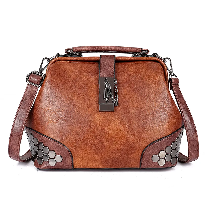 

New Style Cross Border WOMEN'S Bag Retro Clip Mouth Shoulder Bag Wholesale Hand Over-the-shoulder Bag Autumn And Winter Doctor's