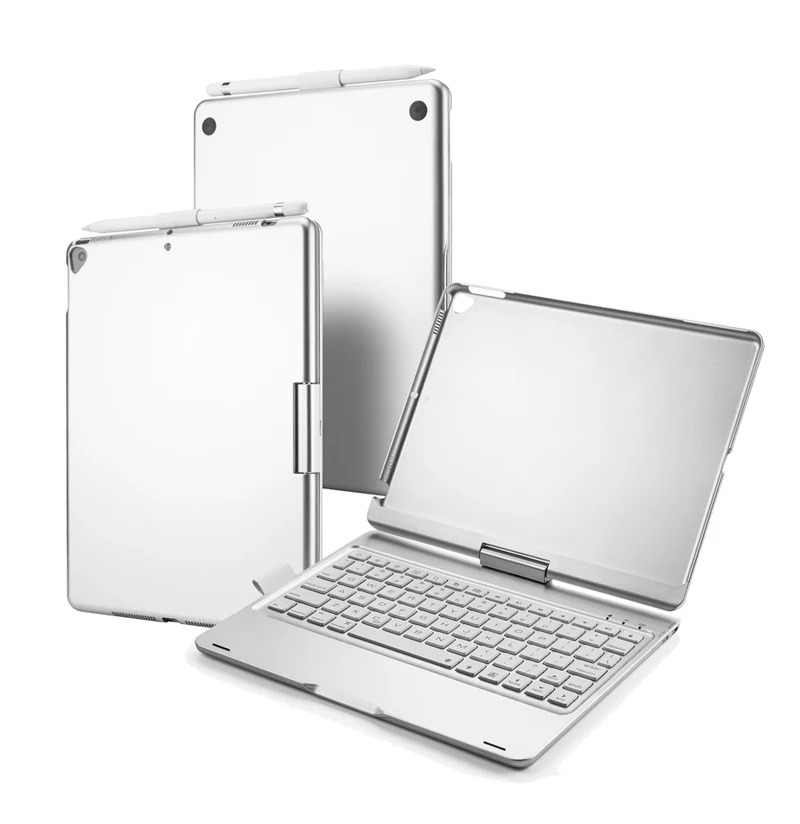 Беспроводной Bluetooth клавиатура чехол для iPad 10,2 дюйма, 360 вращение и 7-Цвет с подсветкой и на застежке, чехол, жесткий Беспроводной клавиатура