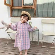 Новое Стильное платье с принтом для девочек, модные весенние хлопковые платья для девочек 1-6 лет, HJ250