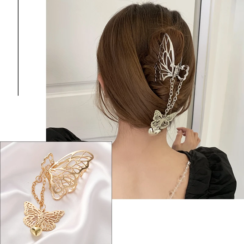 hair clips for long hair 2021 New Women Elegant Gold Hollow Geometric Metal Hair Claw Vintage Hair Clips Headband Hairpin Hair Crab Hair Accessories elastic headbands for women