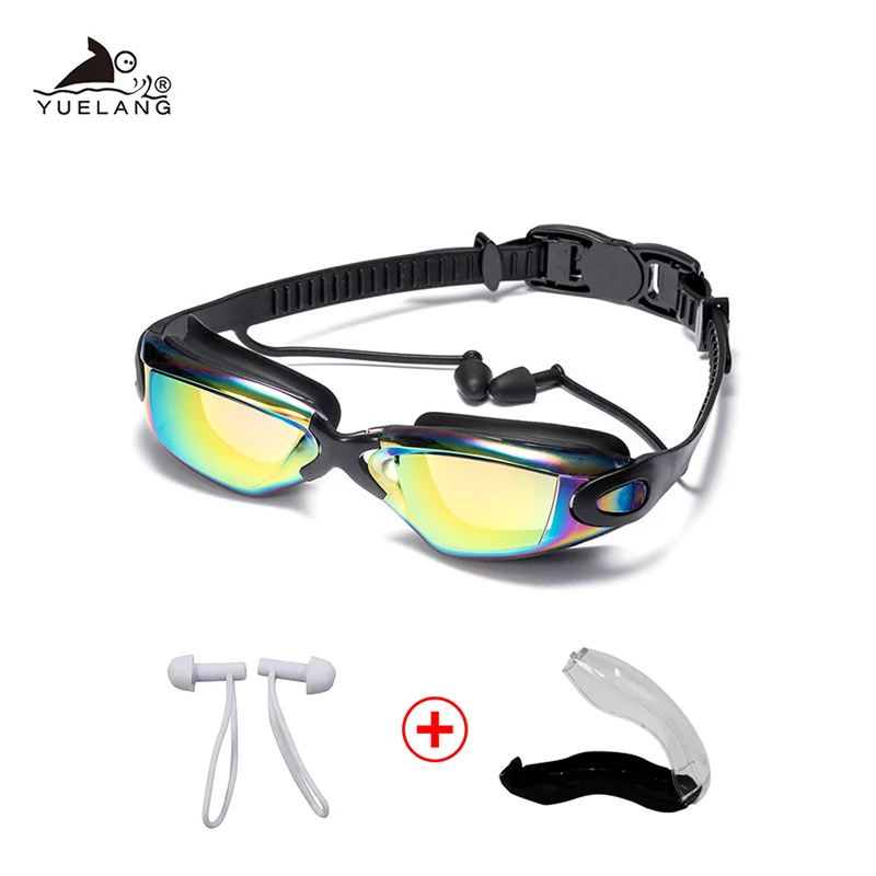 Очки для плавания ming, для женщин и мужчин, очки для плавания, водонепроницаемый костюм, HD, анти-туман, УФ, регулируемые очки по рецепту, для бассейнов, с затычками для ушей