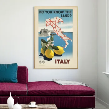 

Retro Oil Painting Italy City Travel Map Vintage Poster Canvas Print Home Decor Wall Art Decor No Frame