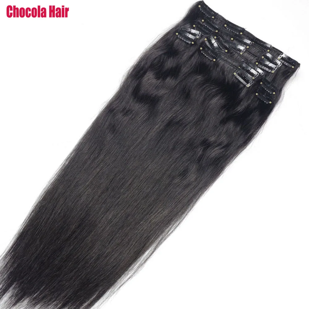 Chocola Full Head Brazilian Machine Made Remy Hair 10pcs Set 180g 16"-28" Natural Straight Clip In Human Hair Extensions