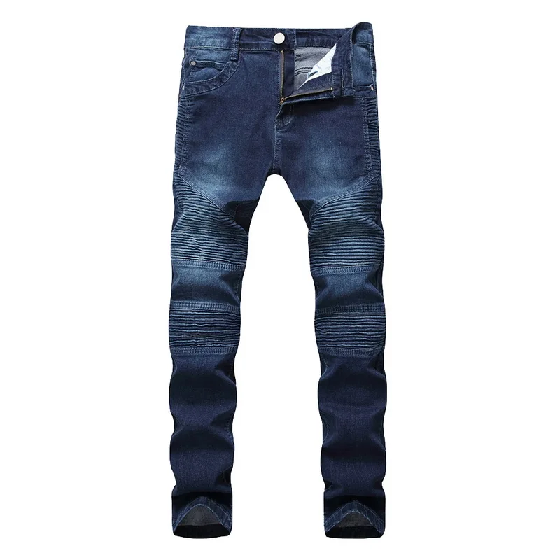 CYSINCOS, новинка, черные байкерские джинсы для мужчин, модные хип-хоп обтягивающие штаны для мужчин, уличная одежда, хип-хоп Стрейчевые джинсы, Hombre, облегающие брюки - Цвет: Deep Blue