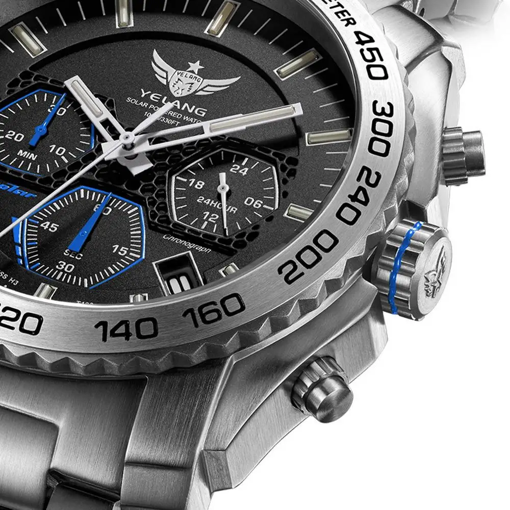 Мужские часы с Тритием Yelang мужские Eco Drive военные наручные T100 светящиеся