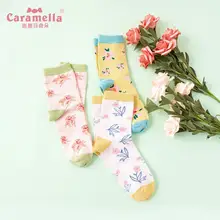 Caramella/3 пары зимних женских носков; цветные носки в цветочек с манжетами; уличная одежда для девочек; удобные хлопковые модные носки; Calcetines Muje