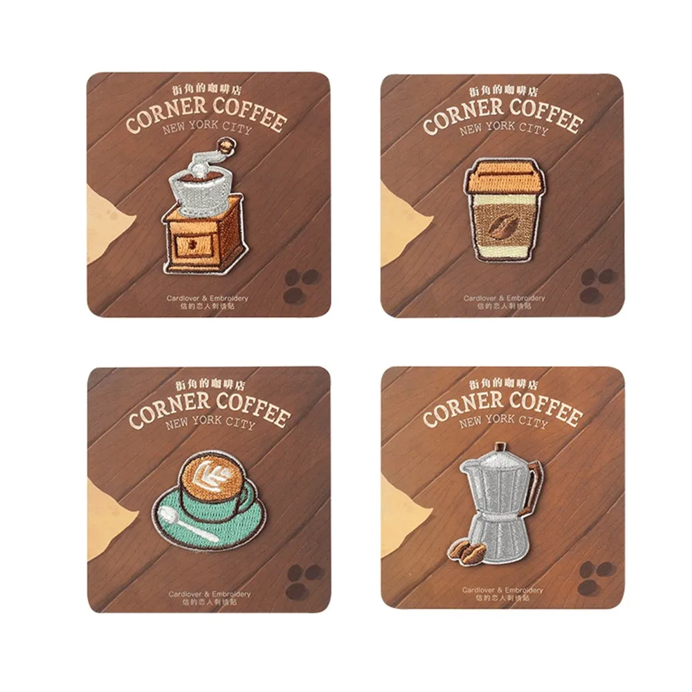 Description Picture 2 of itemCute Coffee Shop Patch Iron On Embroidered For Clothing Cartoon Drink Patches For Kid Clothes Appliques Stickers T-shirt