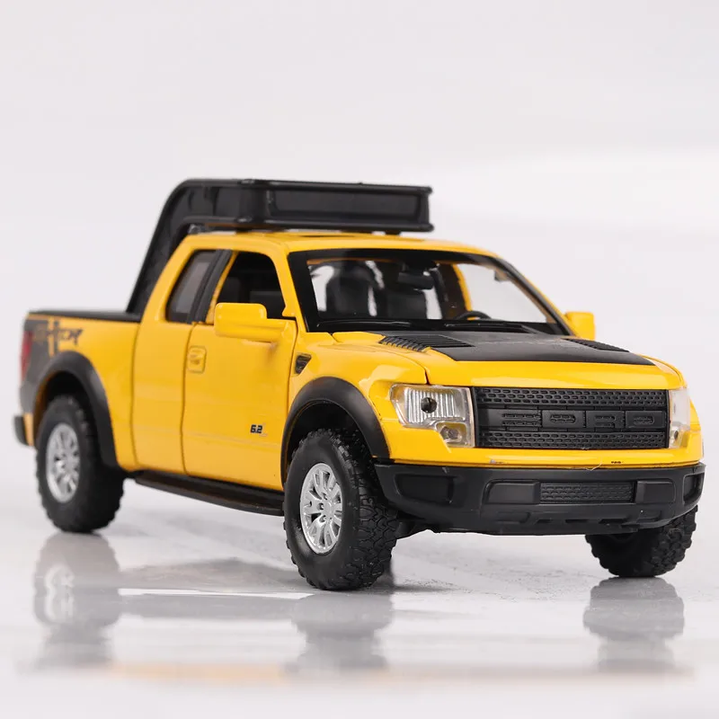 Новинка 1:32 модель автомобиля из цинкового сплава Ford raptor звук и светильник оттягивающийся автомобиль детские литые игрушки игрушечный автомобиль Abs Blaze игрушка - Color: Yellow no box