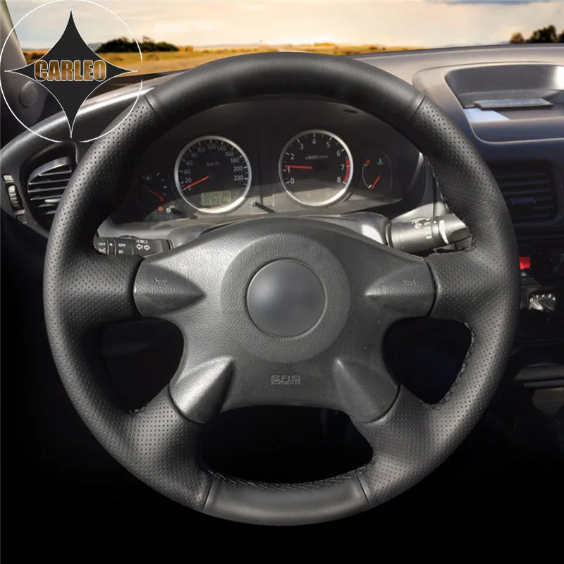 

Car Steering Wheel Cover for Nissan Almera N16 X-Trail T30 Primera Sunny Genuine Black Leather Stitching Customized Holder