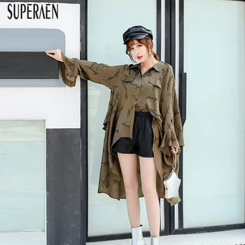 

SuperAen Fashion Shirt Women Spring 2020 New Wild Casual Ladies Blouses and Tops Long Sleeve Letters Women Clothing
