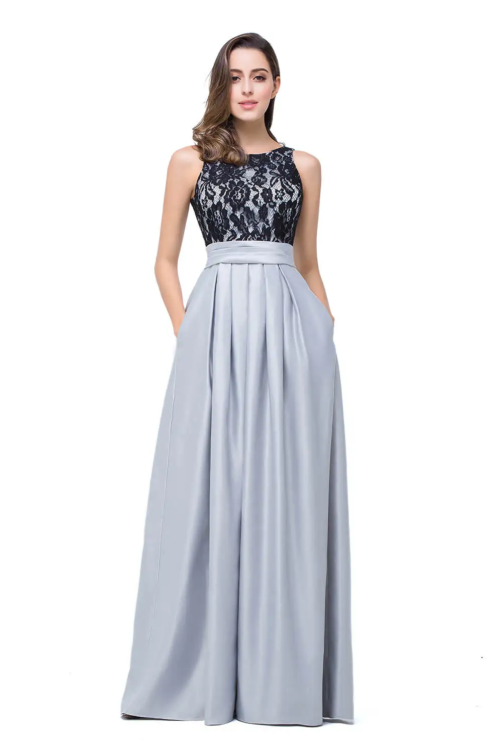 Robe De Soiree черное кружевное длинное вечернее платье, пикантное сатиновое бальное платье с v-образным вырезом на спине Robe Demoiselle D'honneur