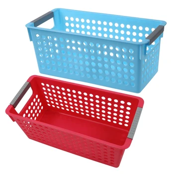 

2 Pcs Japanese-Style Stackable Plastic Storage Baskets/Bins Organizer Fruit Toys Clothes Glove Box Debris Storage Basket S:29 X