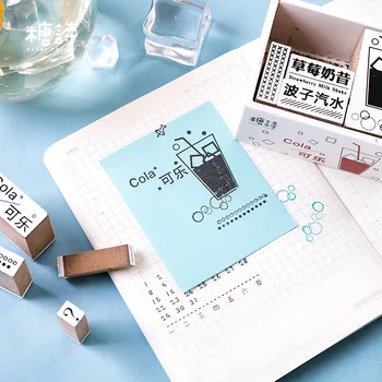 

Cute Stationery Wooden Stamp Set 9.4cm*5.9cm DIY Journal Diary Deco Sticker Supplies