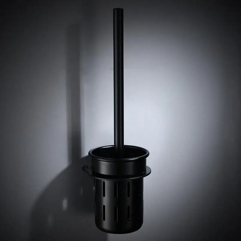 Description Picture 3 of itemSpace Aluminum Matt Black Toilet Brush Holder Matt Black Drain Cup Set Hotel / Home Bathroom Toilet Brush Hardware Pendant