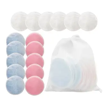

16pcs 8cm Resuable Makeup Remover Pads Washable Bamboo Fiber Cosmetics Remover Pads Makeup Cotton Pads With 1 Net Bag
