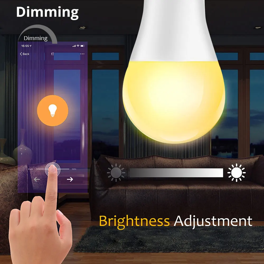 10W E27 B22 WIFI LED Lamp Smart Bulb Support Amazon Alexa Google Home APP Voice Control Dimmable Timing RGBWW RGBCW Light Bulbs
