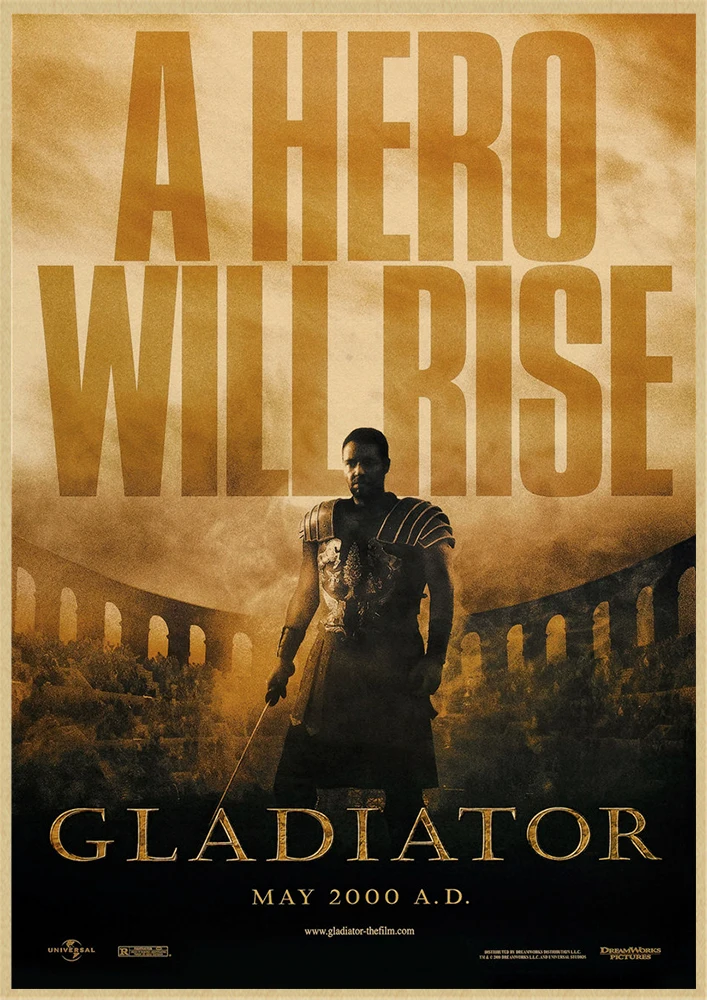 Gladiator Classic Movie Kraft Paper Poster Bar Cafe Living Room Dining room Wall Decorative Paintings movie poster home decor posters