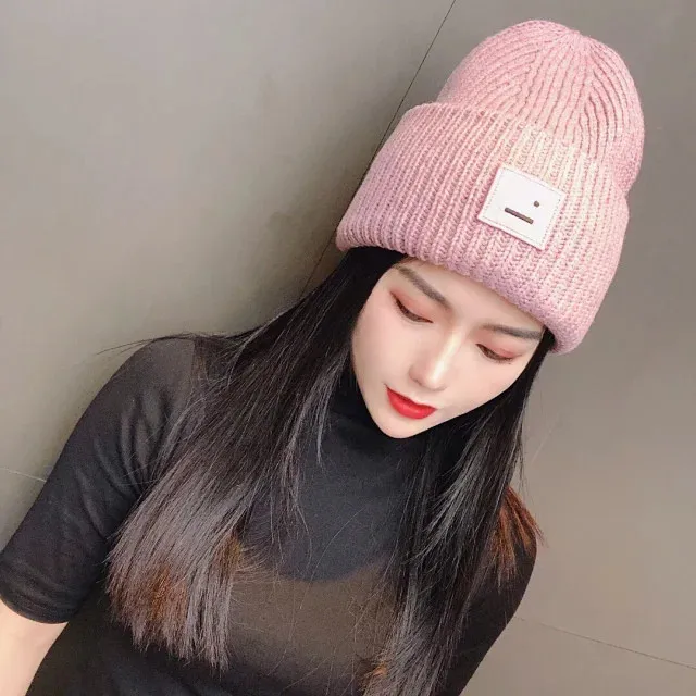 AC Studios Smiling face Beanie Skull Caps knitted Cashmere Eye Warm Couple Lovers Acne Hats Tide Street Hip-hop Wool Cap Adult
