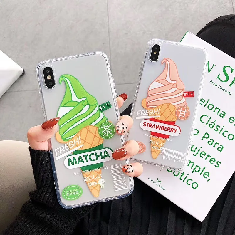 

New ins wind candy color matcha ice cream phone case for iPhone XR XS MAX 11 11pro 11pro max 7 8 6splus back cover soft TPU set